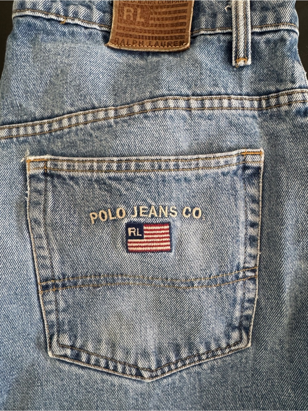 Vintage Ralph Lauren Relaxed Jeans Embroidered Back Pocket 38/32 zip fly